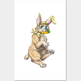 Bobtail BunnyCat: Cream Tabby (Yellow) Posters and Art